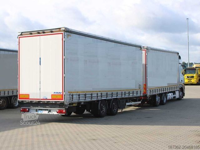 Camion plateau avec bâche MERCEDES-BENZ Actros 2542, 6X2, LIFTING AXLE + PANAV TVK18M