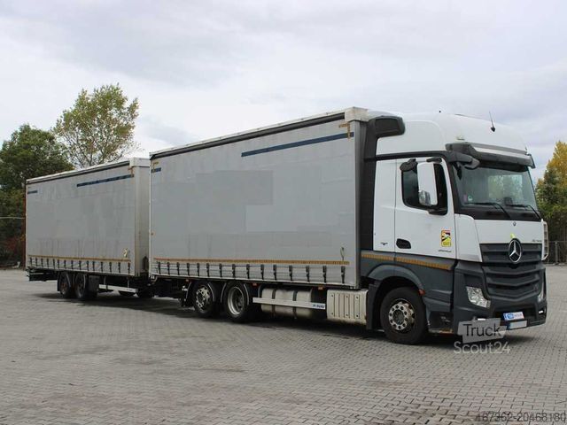 Camion plateau avec bâche MERCEDES-BENZ Actros 2542, 6X2, LIFTING AXLE + PANAV TVK18M