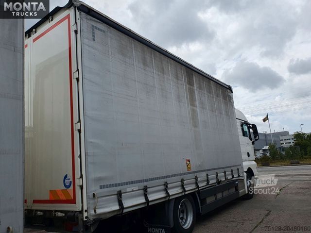 Flatbed truck with tarp MAN TGX 18.400, Euro6, Standklima,Edscha