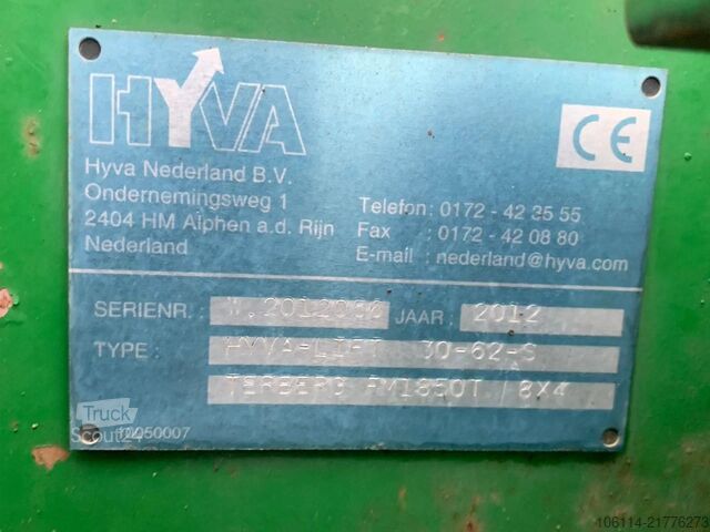 System med krogarm Volvo FM1850-T Terberg 8x4 hooklift