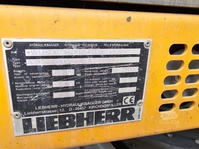 Riteņu ekskavators LIEBHERR A 904-2 C Litronic mit fahrbarer Kabine, Klima