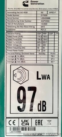 Aggregaat Cummins C170D5 - 170 kVA Generator - DPX-18511