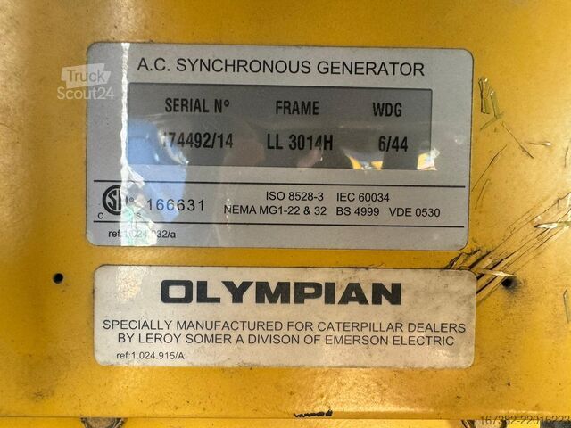 Tilslag Olympian GEP165 150kVA Generator set on trailer