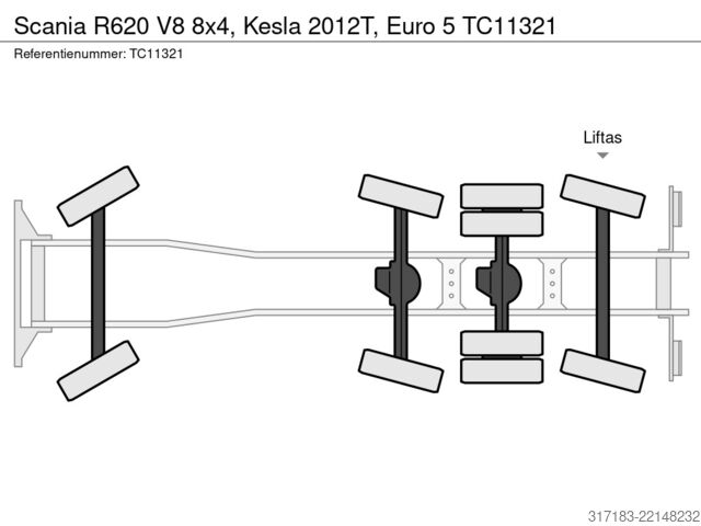 Prepravca dreva Scania R620 V8 8x4, Kesla 2012T, Euro 5