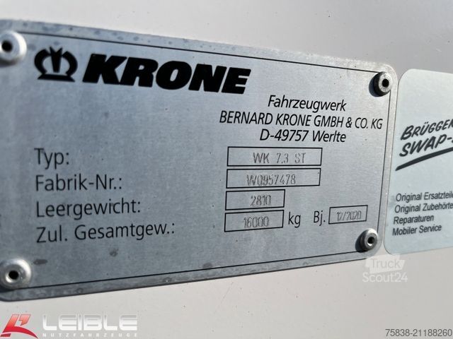 Výměnný návěs KRONE WK 7.3 Stahl Koffer WAB *Lochwand/Dry Box*TOP*