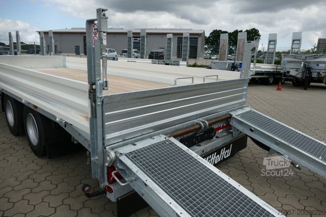 Dieplader oplegger MÜLLER-MITTELTAL 14,4 to. Tandem Tieflader mit Auffahrrampen