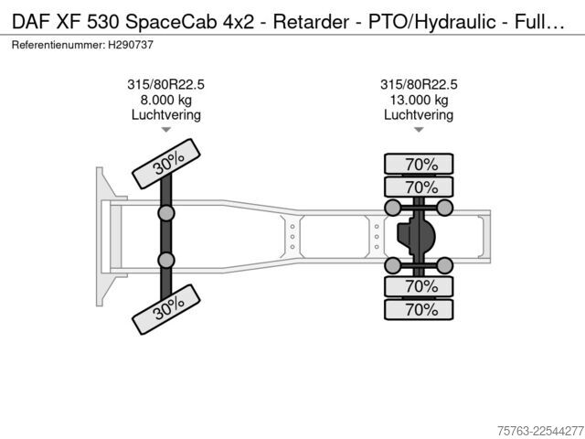 معيار SZM DAF XF 530 SpaceCab 4x2 - Retarder - PTO/Hydraulic ...