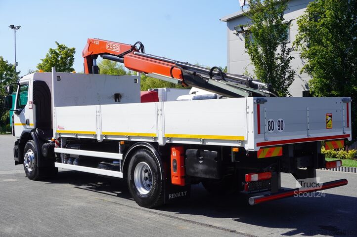 Plokščia platforma sunkvežimis su kranu Renault C280 DTI 8 / FASSI crane 5.6T / range 8m