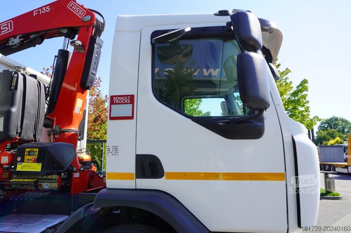Plokščia platforma sunkvežimis su kranu Renault C280 DTI 8 / FASSI crane 5.6T / range 8m
