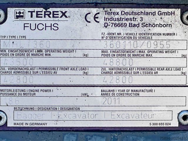 Točkaš bager TEREX FUCHS MHL 360 * Umschlagbagger * TOP