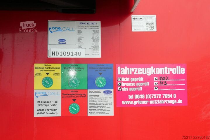 Semirimorchio frigorifero SCHMITZ CARGOBULL SKO 18 /CITY/LBW 2000 kg /CARRIER HE 19/LENKACHS