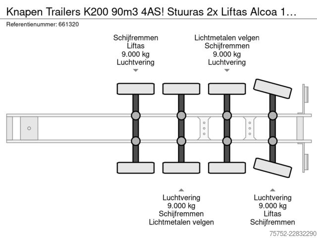 Pārvietojamā grīda Knapen Trailers K200 90m3 4AS! Stuuras 2x Liftas  Alcoa 10MM Ca...