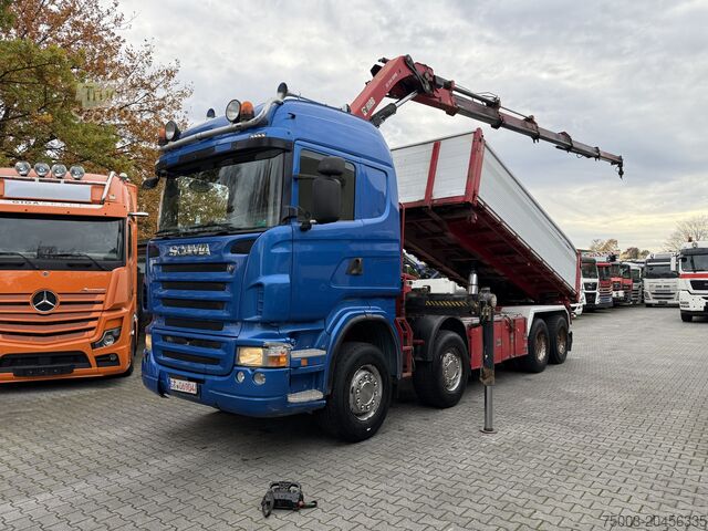 Grue montée sur camion Scania R580 8X4 Kipper Kran HIAB 244-5