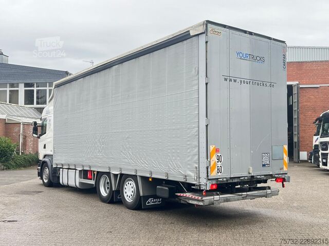 Tenteli düz yataklı kamyon Scania R 490 Plane-Jumbo Retarder Edscha LBW Lenkachse