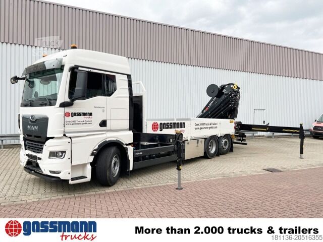 Flatbed truck MAN TGX 26.510 6x2-4 LL, Kran Hiab X-HiPro 548 E-8,