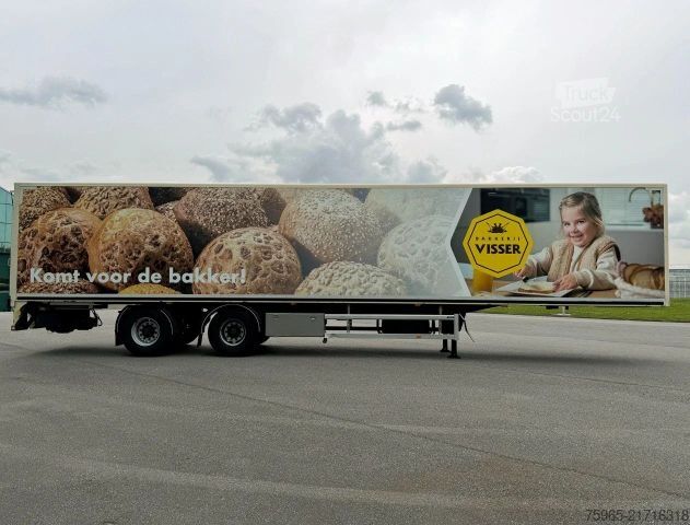 Skåpsemitrailer FLOOR FLO-12-18K1 BURGERS STEERING AXLE TAIL LIFT TOP