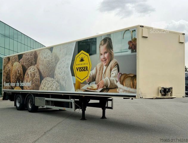 Skåpsemitrailer FLOOR FLO-12-18K1 BURGERS STEERING AXLE TAIL LIFT TOP