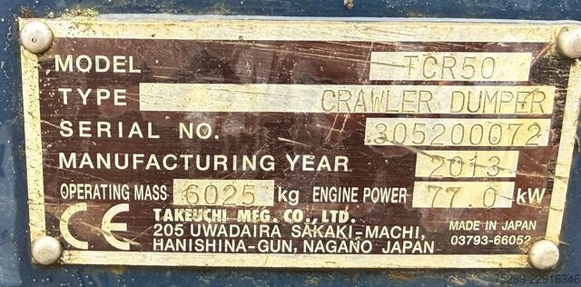 2013-as Takeuchi TCR50 Takeuchi TCR 50 Crawler Dumper