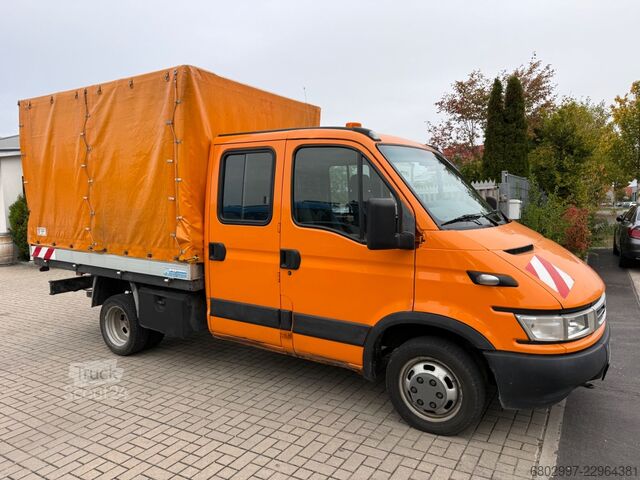 Transporter mit Pritsche & Plane IVECO 35C12 Pritsche+Plane/DoKa 6-Sitze/AHK3000 Kg