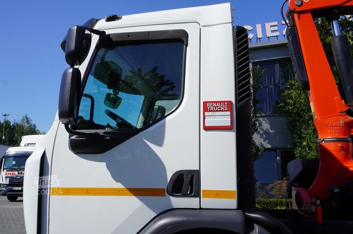 φορτηγό με επίπεδη πλατφόρμα και γερανό Renault C280 DTI 8 / FASSI crane 5.6T / range 8m