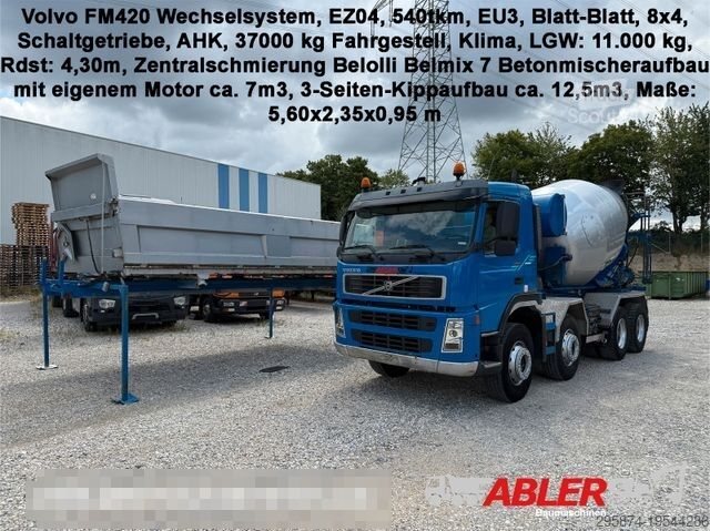 Автобетонозмішувач VOLVO FM420 Wechselsystem 3-S-Kipper Betonmischer AHK