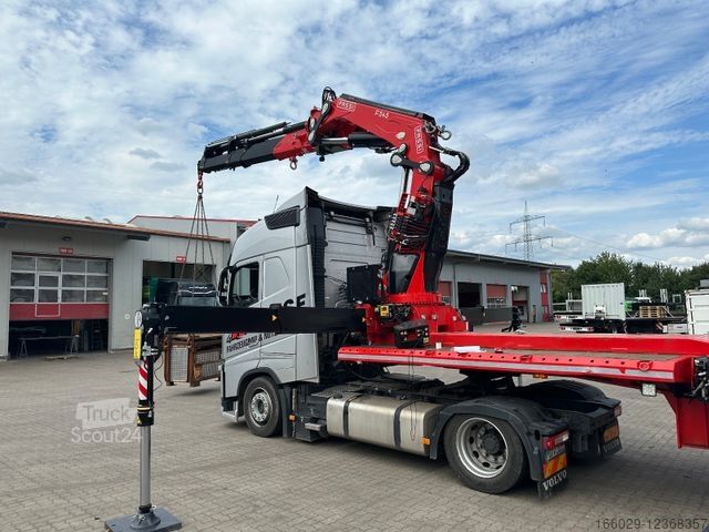 Werkplatform oplegger  Wiese Stufensattel Tieflader mit Kran Fassi F545
