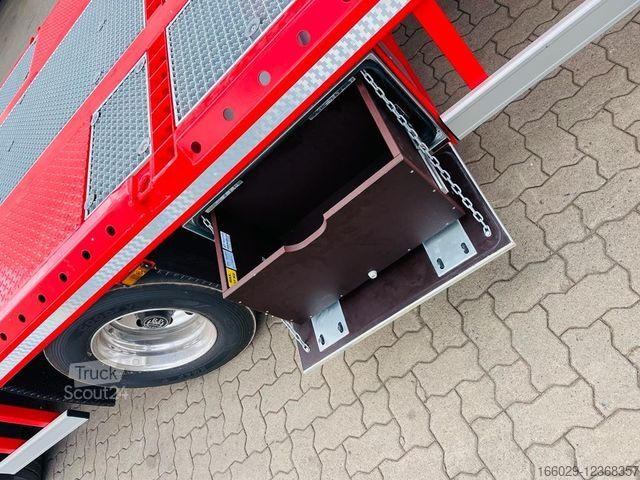 Werkplatform oplegger  Wiese Stufensattel Tieflader mit Kran Fassi F545