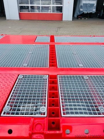 Werkplatform oplegger  Wiese Stufensattel Tieflader mit Kran Fassi F545