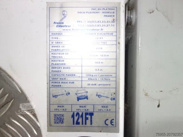 Plate-forme de levage Renault Master ELEVATEUR FRANCE 12 METER EURO 6,AIRCO