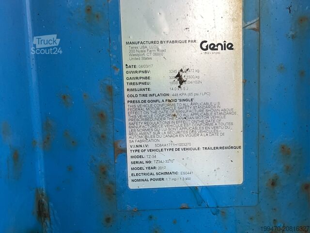 Nacelle élévatrice montée sur remorque Genie TZ34 (12m)