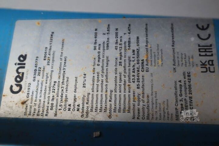 Ollós emelő Genie GS1932 E-Drive Several In Stock, 8m Working Height