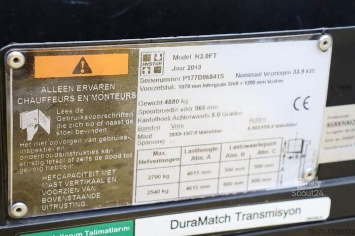Chariot élévateur à fourche Hyster H3.0FT Valid inspection, *Guarantee! Diesel, Tripl