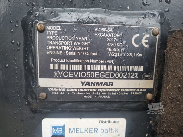 Minigraafmachine < 7t Yanmar VIO 57-6A with 3 excavator buckets