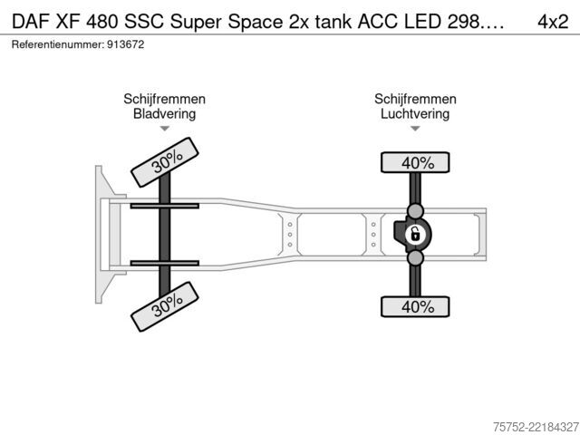 Standard-SZM DAF XF 480 SSC Super Space 2x tank ACC LED 298.086KM!