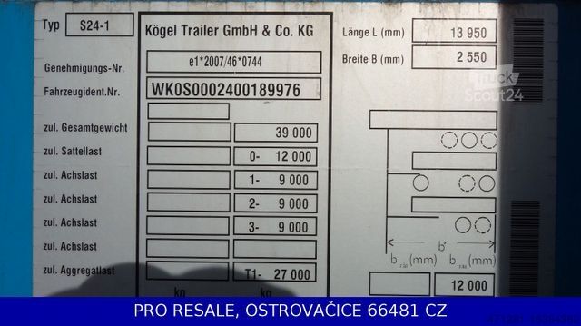 Ανοιχτό ημιρυμουλκούμενο με μουσαμά KÖGEL SN 24 MEGA - BORDWANDE - SEITEN