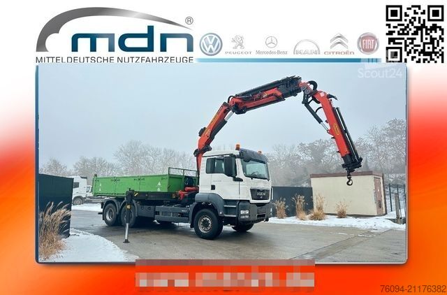 Camion benne MAN TGS 33.440 6x4 KRAN 28m FUNK+Jib+Seilwinde 5./6.
