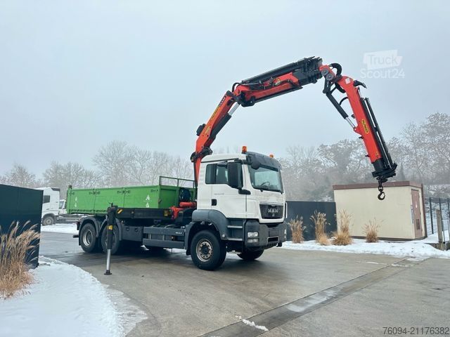 Camion benne MAN TGS 33.440 6x4 KRAN 28m FUNK+Jib+Seilwinde 5./6.