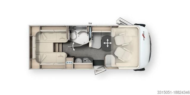 Kamper zintegrowany MALIBU I 430 KBLE Lithi+TV+Ofen+o.Hubbett+Solar+Truma6E