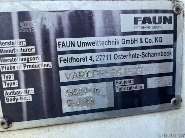 Camion à ordures Mercedes-Benz 2533 6x2 Antos Faun Vario II 527 H V19