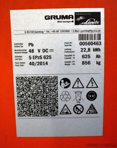 Baterija za viličarja Linde 48 Volt 5 PzS 625 Ah