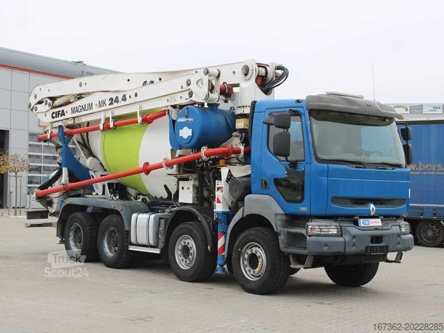 Concrete mixer truck RENAULT KERAX 420, EURO 3, 7m3, 8X4, CIFA MAGNUM MK 24.4