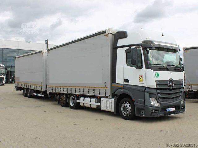 Camion plateau avec bâche MERCEDES-BENZ Actros 2542, 6X2, LIFTING AXLE + PANAV TVK18M