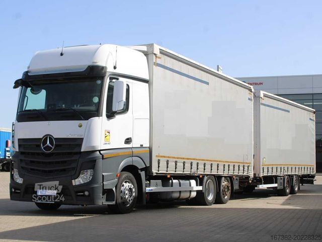 Camion cu platformă și prelată MERCEDES-BENZ Actros 2542, 6X2, EURO 6 + PANAV TV018H