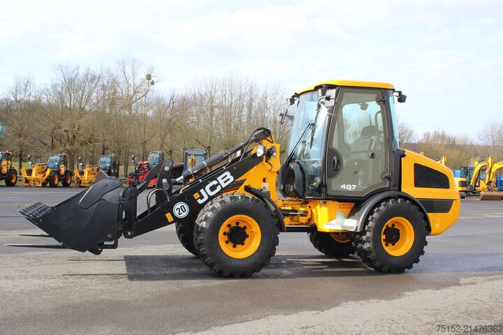 Radlader inkl. Klappschaufel und Gabel JCB 407 Stufe V inkl. Schaufel + Gabel - NEU