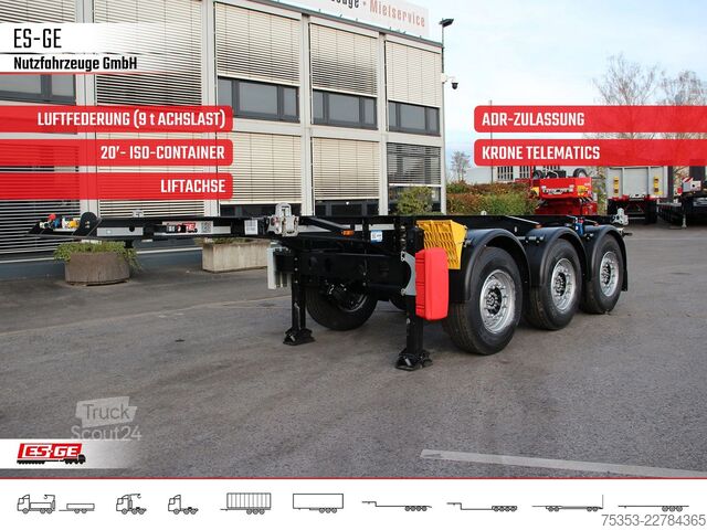 Växelflakssläp KRONE 3-Achs-Containerchassis 20'