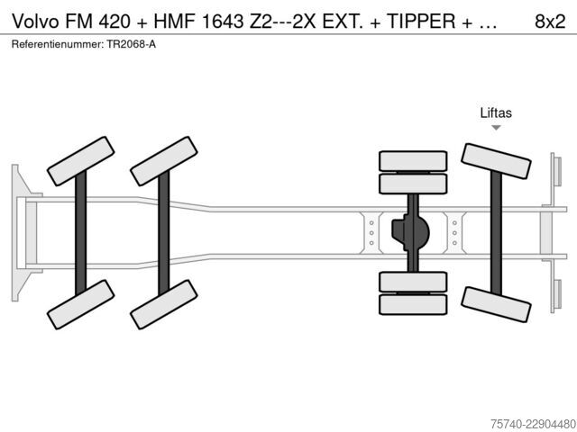 Kanca kol sistemi Volvo FM 420 + HMF 1643 Z2---2X EXT. + REMOTE + TIPPE...