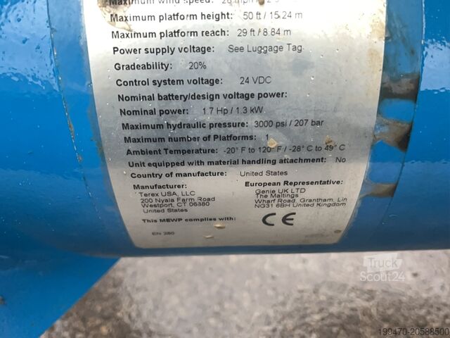 Plataforma elevadora montada en remolque Genie TZ-50 Hybrid w/Drive (17m)