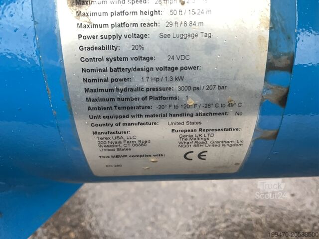 Plataforma elevadora montada en remolque Genie TZ-50 Hybrid w/Drive (17m)