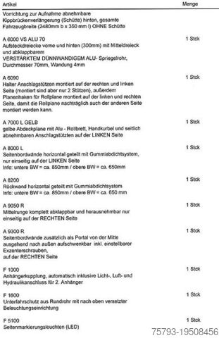 Kippanhänger Kröger 18to mit Kunststoffbordwand Interne Nr. 40740