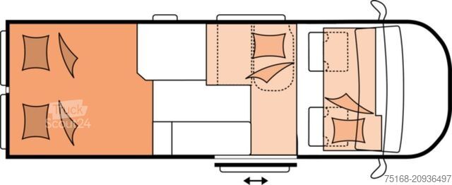 Lakóautó HOBBY Vantana De Luxe K65 ET Bettumbau Sitzgruppe
